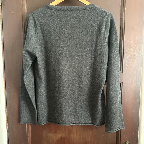EVELYN GRACE | Dark Gray 100% Cashmere Crew Neck Sweater | Size Extra Large - Picture 2 of 5